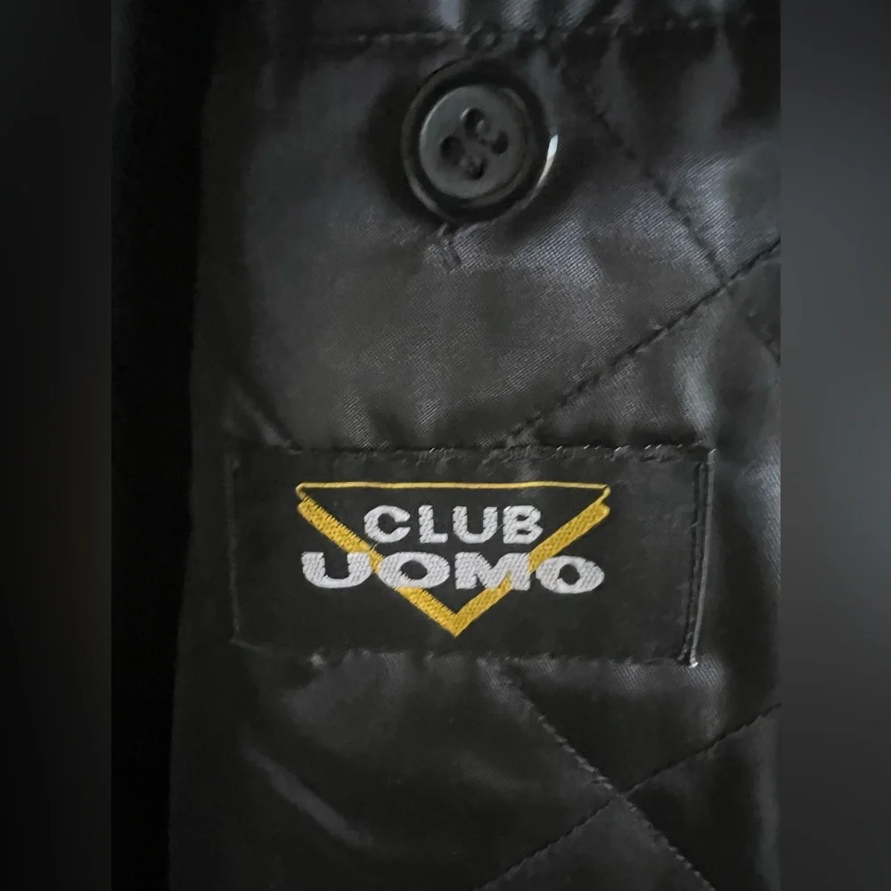 Club Uomo Mens Double Breasted Quilted Lining Wool Blend Peacoat Black Size‎ 42R